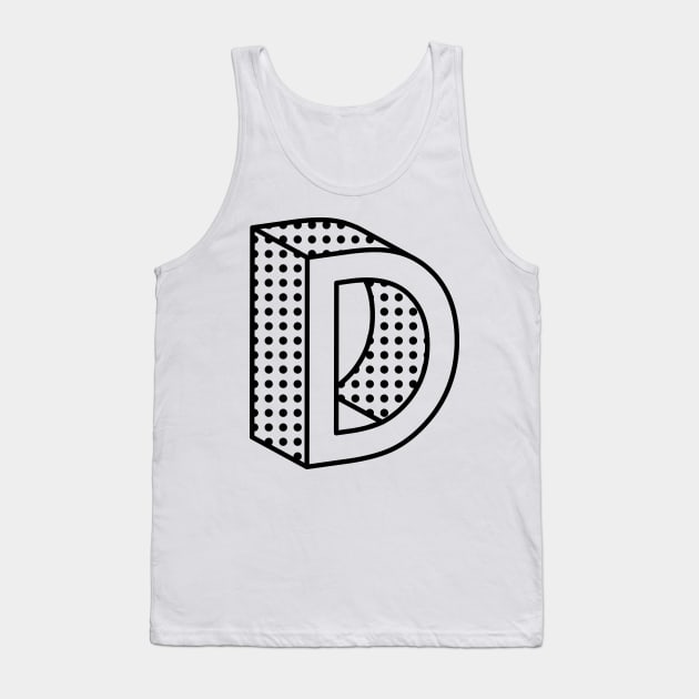 3D Ben Day Dot Isometric Letter D Tank Top by murialbezanson